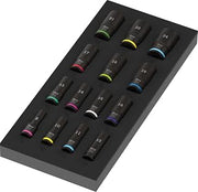 Wera 9728 Foam Insert Zyklop B 3/8" Impaktor Deep Socket Set 1, 15 Pieces