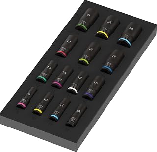 Wera 9728 Foam Insert Zyklop B 3/8" Impaktor Deep Socket Set 1, 15 Pieces