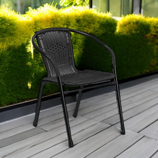 Flash Furniture Black / Set of 4 / Contemporary Patio Dining Chairs