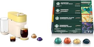 Nespresso Vertuo Pop+ Summer Limited Edition Coffee and Espresso Maker by De'Longhi, Pastel Yellow + Starbucks Capsules