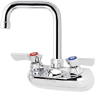 10-435L Krowne Silver Series Faucet, Wall Mount, 4" Centers, 4-1/2" Double Bend spout, Quarter-Turn Ceramic Cartridge Valve, Chrome Finish, Low Lead Compliant, NSF‌‍​‌​​‌​‍​​‌‌​‌‌‍​​‌‌​‌