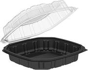 Anchor Packaging 9" x 9" 1-Compartment Black Take Out Container with Hinged Lid | 120/Case (120 CT)