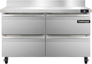 Continental Refrigerator SW48-BS-D Two Section Work Top Refrigerator 48"W, With Back Splash & Four Drawers