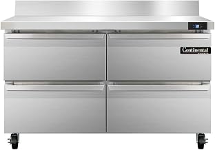 Continental Refrigerator SW48-BS-D Two Section Work Top Refrigerator 48"W, With Back Splash & Four Drawers