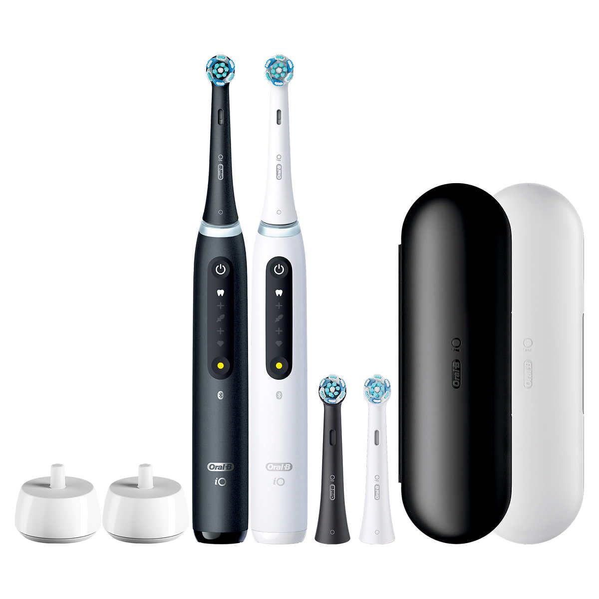 iO 5 Brilliant Clean Electric Toothbrush by Oral-B – 1 Count (Pack of 2), White, Black, Pack of 2, Model 5445445