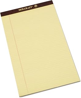 AbilityOne - Pad, Writing Paper, Top Bound, Legal Rule, Canary, 8-1/2" x 14" 7530-01-209-6526: Dozen, 12 Item(s)