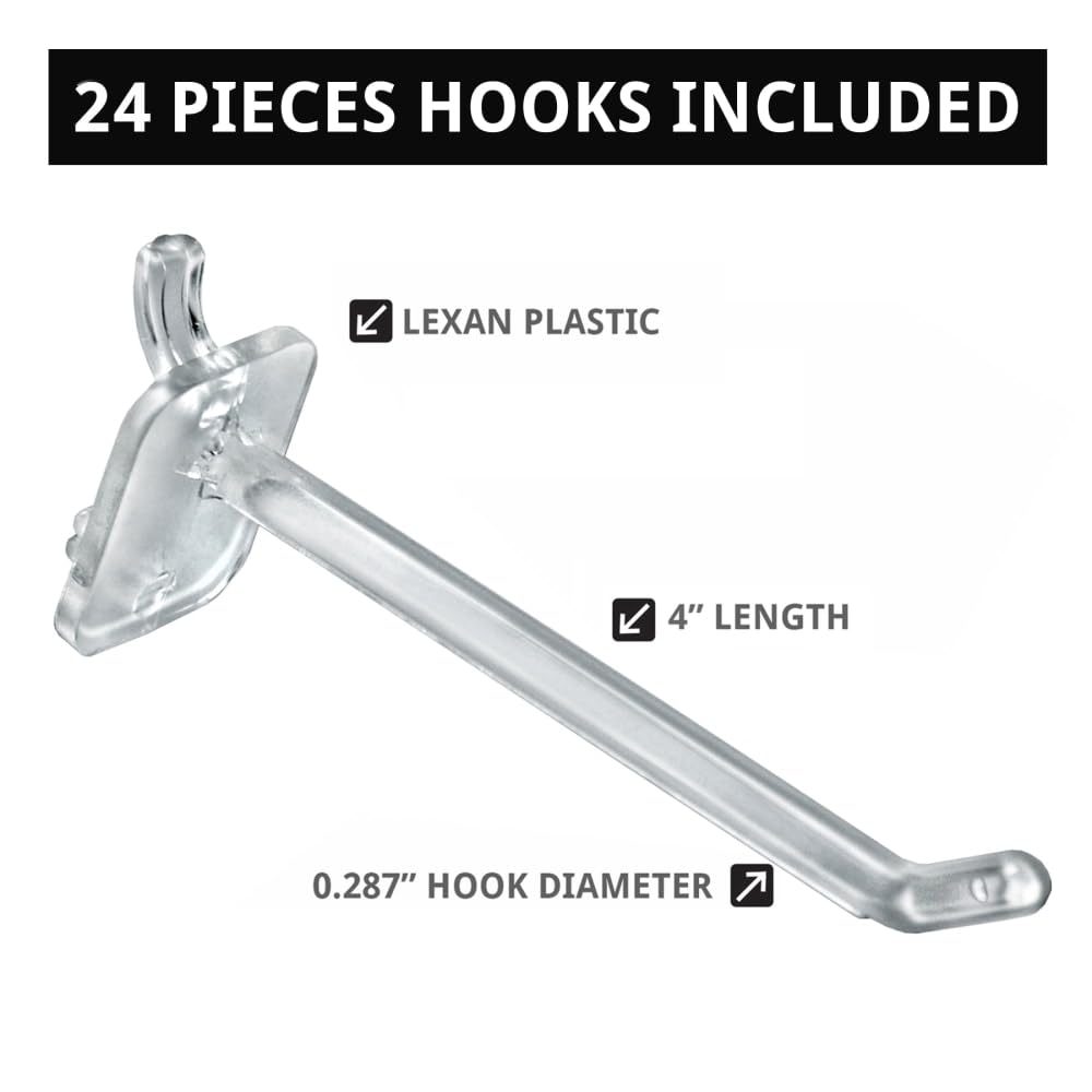 Azar Displays Pegboard + Hooks / Clear / 8 inches (W) x 8 inches (D) x 20 inches (H) Display Racks