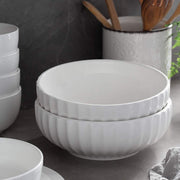 DOWAN Serving Bowls, 86 oz Ceramic Set, Pumpkin Shape, White