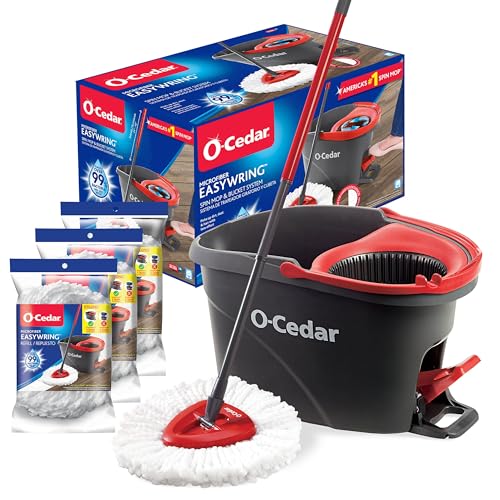 O-Cedar EasyWring + 3 Refills / Modern / Red / Gray Buckets