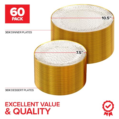Stock Your Home 60 Pack / Clear and Gold / Classic Plates