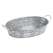 Galvanized Metal Serving Tray Oval - 11 1/4"L x 6 3/4"W x 2"H by HUBERT – Metal, Silver, Model DS-36954A