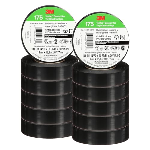 3M Black / 3/4 in x 60 ft / 10 Rolls Electrical Tape