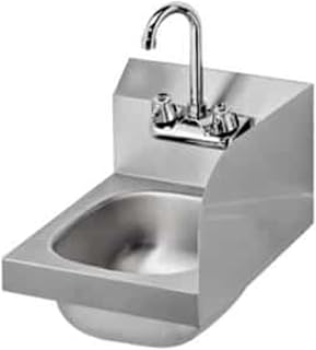 Krowne Metal HS-9-RS Space Saver Wall Mount Hand Sink w/ 6" Deep Bowl, 4" Splash Mount Gooseneck Faucet & Right Side Splash