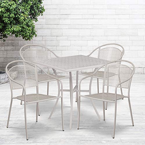 Flash Furniture Light Gray / 28" / 4 Round Chairs + Square Table Dining Sets