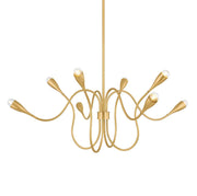 Mitzi Anaise 8-Light Chandelier | Essential & Vogue Style | Aged Brass Finish | Made of Steel | Damp-Rated for Bathroom Use | Adjustable Hang Height 25-61" | 47.75" Dia x 21" H