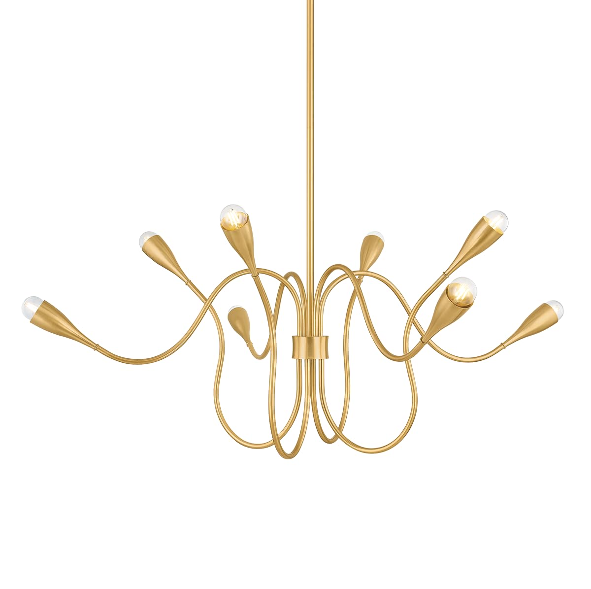 Mitzi Anaise 8-Light Chandelier | Essential & Vogue Style | Aged Brass Finish | Made of Steel | Damp-Rated for Bathroom Use | Adjustable Hang Height 25-61" | 47.75" Dia x 21" H