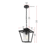 Gaul One Light Outdoor Pendant Black by Lighting Design – Iron, Black, Model OD306H14BK