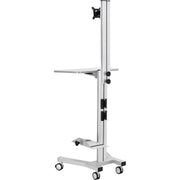 Mobile Height Adjustable Desktop Computer Workstation - 1 Each by Global Industrial – Steel/Aluminum, Silver, Model 670063