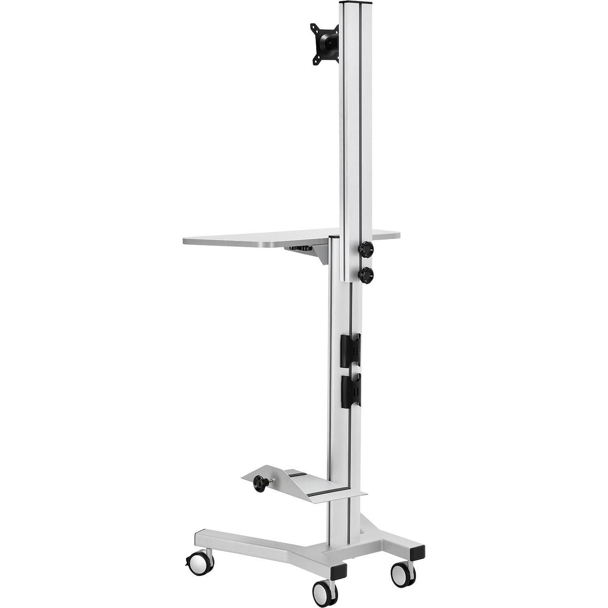 Mobile Height Adjustable Desktop Computer Workstation - 1 Each by Global Industrial – Steel/Aluminum, Silver, Model 670063