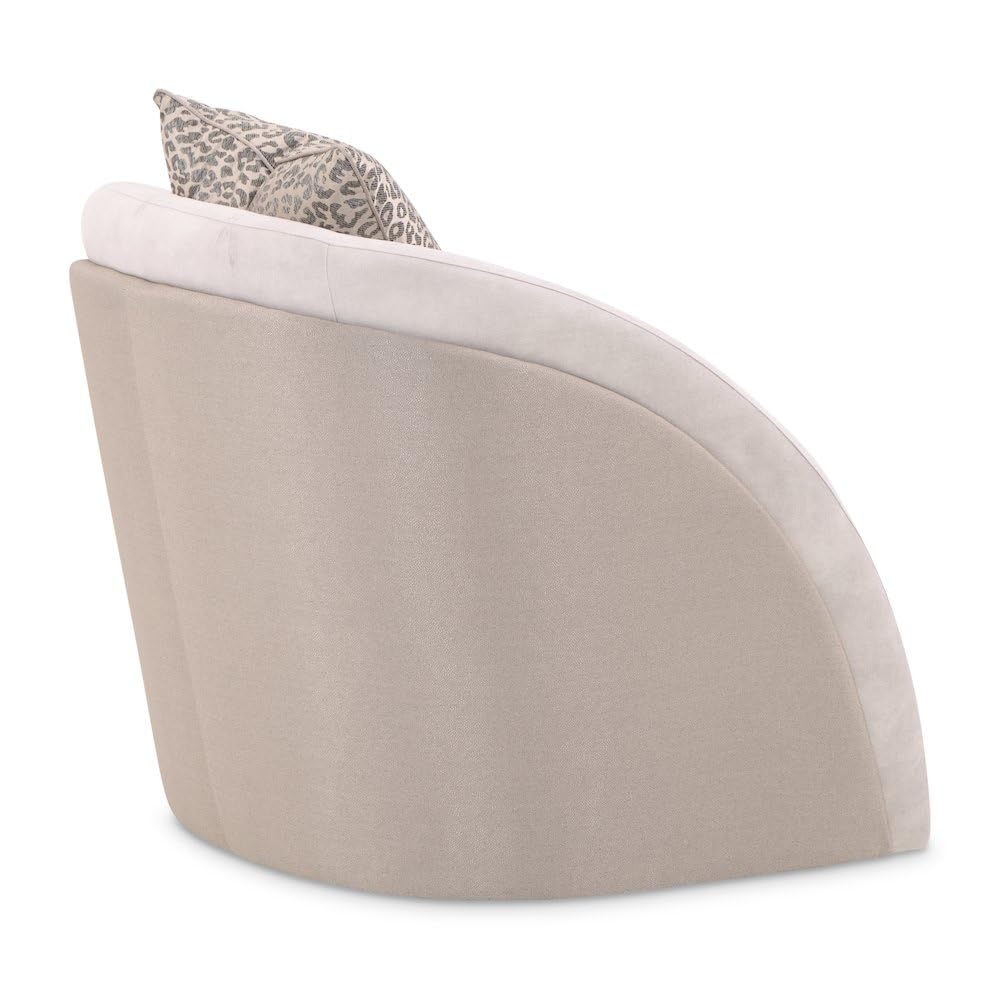 Mod Dream Beige Accent Chair with Elegant Design by Michael Amini – Solid; Manufactured Wood, Rich Champagne, Model LFR-MDRM835-DVE-142
