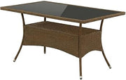 Brown Wicker Outdoor-Furniture Table with Weatherproof Surface, Durable Construction, Ideal for Patio, Garden, Bistro Settings