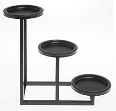 HUBERT 3-Tier Medium Round Bowl Holder Black - 6"L x 15 7/10"W x 13"H