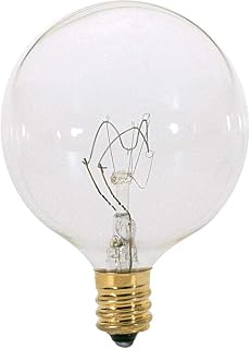 Satco A3922 130V Candelabra Base 25-Watt G16.5 Light Bulb, Clear