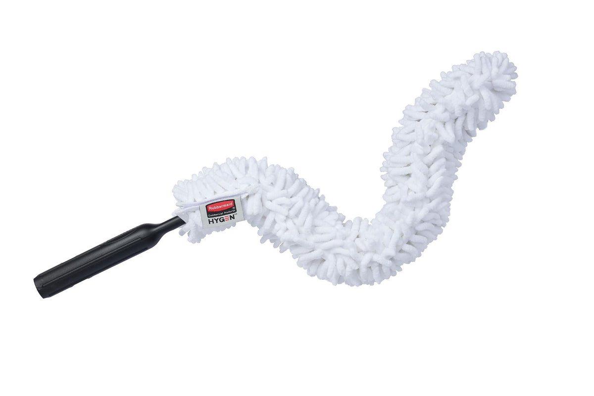 Rubbermaid Commercial Products – HYGEN Quick-Connect Flexible Dusting Wand with Microfiber Sleeve, White, Flexible Dusting for Office/School/Stadium/Lobby/Restaurant