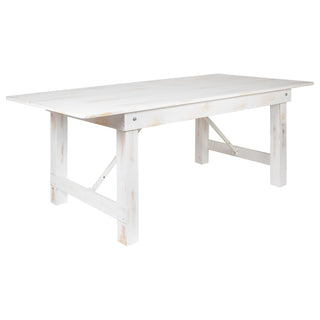 HERCULES Series 7' x 40" Rectangular Antique Rustic White Solid Pine Folding Farm Table by Flash Furniture – 7'L x 40"W, Pinus Glabra, Steel, Pine Wood, Model XA-F-84X40-WH-GG