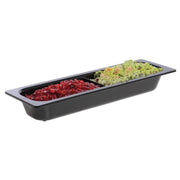 Serving Bowl Display Bowl 1/2 Size Long Divided Black Melamine by HUBERT – Melamine, Black, Model H0021-BLACK