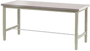 Global Industrial 60" W x 30" D Adjustable Height Workbench, 1-1/2" Thick Stainless Steel Square Edge, Tan