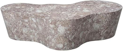 Starlight Canyon Home Brown Marble Finish Concrete Coffee Table, Art Deco Style, Flat Leg Base, Durable, Modern Design for Living Room