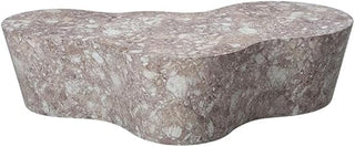 Starlight Canyon Home Brown Marble Finish Concrete Coffee Table, Art Deco Style, Flat Leg Base, Durable, Modern Design for Living Room