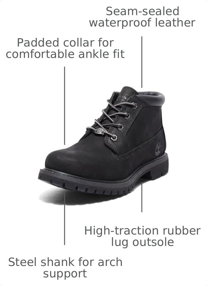 Women's Nellie Waterproof Chukka Boot by Timberland – 11, Leather, Black Nubuck