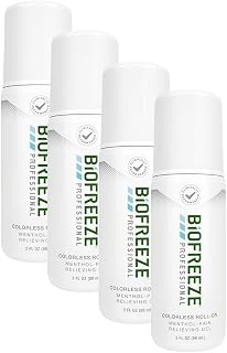 Biofreeze Pain Relief Roll-On, 3 oz. Colorless Roll-On, Fast Acting, Long Lasting, & Powerful Topical Pain Reliever, Pack of 4