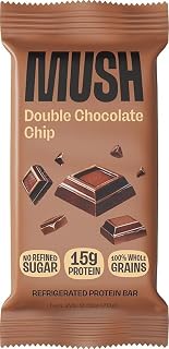 MUSH Protein Bar - Double Chocolate Chip - 15g Protein, Good Source of Fiber, Gluten Free, No Refined Sugar, Sustained Energy, 2.3 OZ