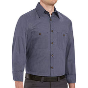 Red Kap 3X-Large / Blue/Charcoal / Micro-check Uniform Shirt, Regular Fit, Long Sleeve Tops