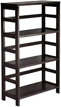 Furnifact Solid Wood 3-Tier Wide Bookshelf with Open Shelves, Freestanding Book Shelf Bookcase Storage Shelving Unit for Home Office, Espresso
