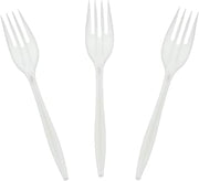 AmerCareRoyal Medium Weight Unwrapped Disposable Polypropylene Plastic Forks for Restaurants and Catering, White, Pack of 1000
