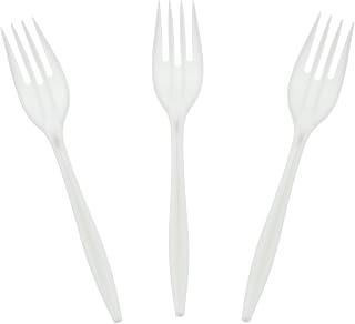 AmerCareRoyal Medium Weight Unwrapped Disposable Polypropylene Plastic Forks for Restaurants and Catering, White, Pack of 1000