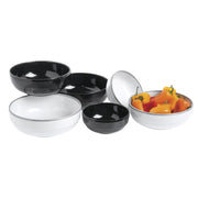 White Serving Bowl with Silver Trim - 7 7/10"Dia x 2 3/5"H by HUBERT – Melamine, White, Model M2063-SILVERRIM