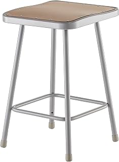 National Public Seating 6324 Grey Steel Stool with 24" Square Hardboard Seat