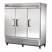 Reach-in Solid Swing Door Freezer with Hydrocarbon Refrigerant by True – 78.625" Height, 29.875" Width, 78.125" Length, Silver, Model T-72F-HC
