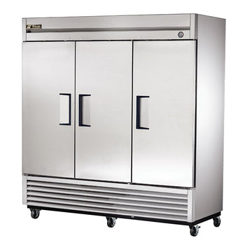 Reach-in Solid Swing Door Freezer with Hydrocarbon Refrigerant by True – 78.625" Height, 29.875" Width, 78.125" Length, Silver, Model T-72F-HC