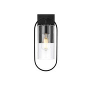 Jaxson One Light Outdoor Wall Sconce Black by Lighting Design – Iron, Black