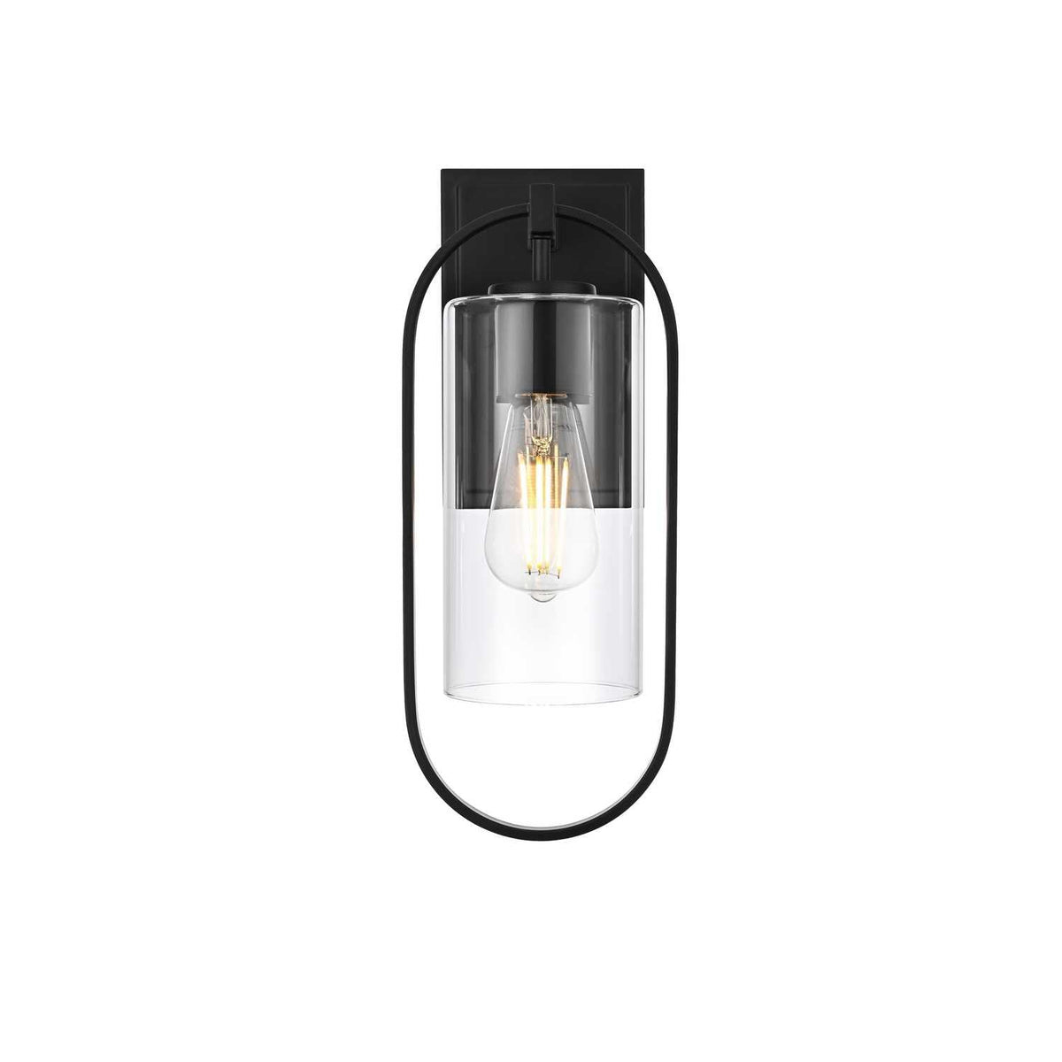 Jaxson One Light Outdoor Wall Sconce Black by Lighting Design – Iron, Black