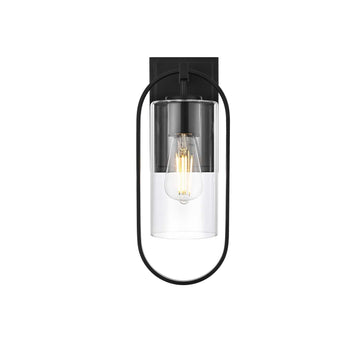 Jaxson One Light Outdoor Wall Sconce Black by Lighting Design – Iron, Black