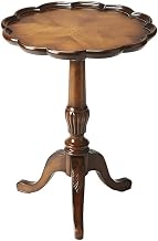 Starlight Canyon Home Oak Veneer Side Table with Distressed-Finish Pedestal Base, Round Accent Table for Living Room, Den or Home Office