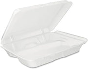 Dart 95HT3 - 9" x 9" x 3" White Foam 3-Compartment Hinged Container - 200 per case