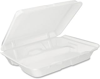 Dart 95HT3 - 9" x 9" x 3" White Foam 3-Compartment Hinged Container - 200 per case